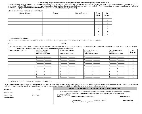 Household Income Eligibility Form