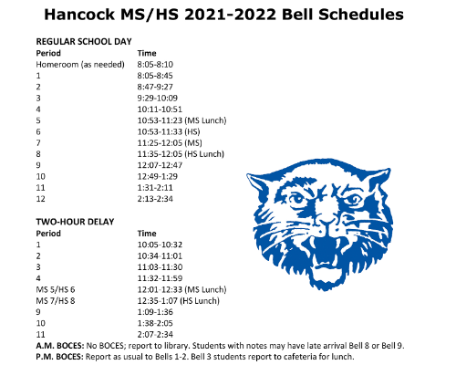 Hancock Bell Schedules 2021-2022