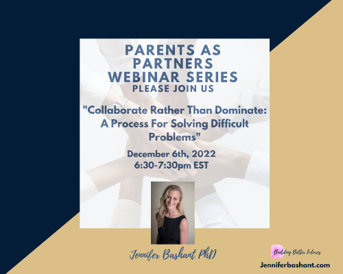 Parents As Partners Webinar Series Continues on December 6